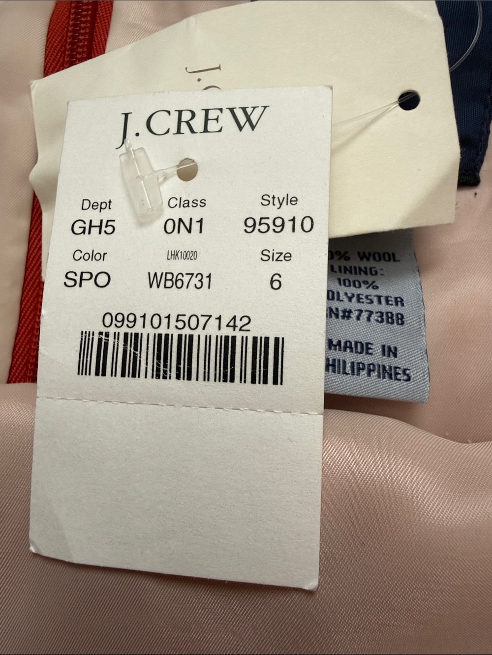 J. Crew Orange Red Button-Tab Pencil Skirt - Picture 3 of 8